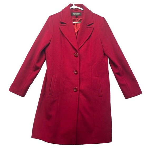 Kristen Blake Studio Collection Lambs Wool Blend Women’s Size 14 Pea Coat Red - Picture 1 of 4